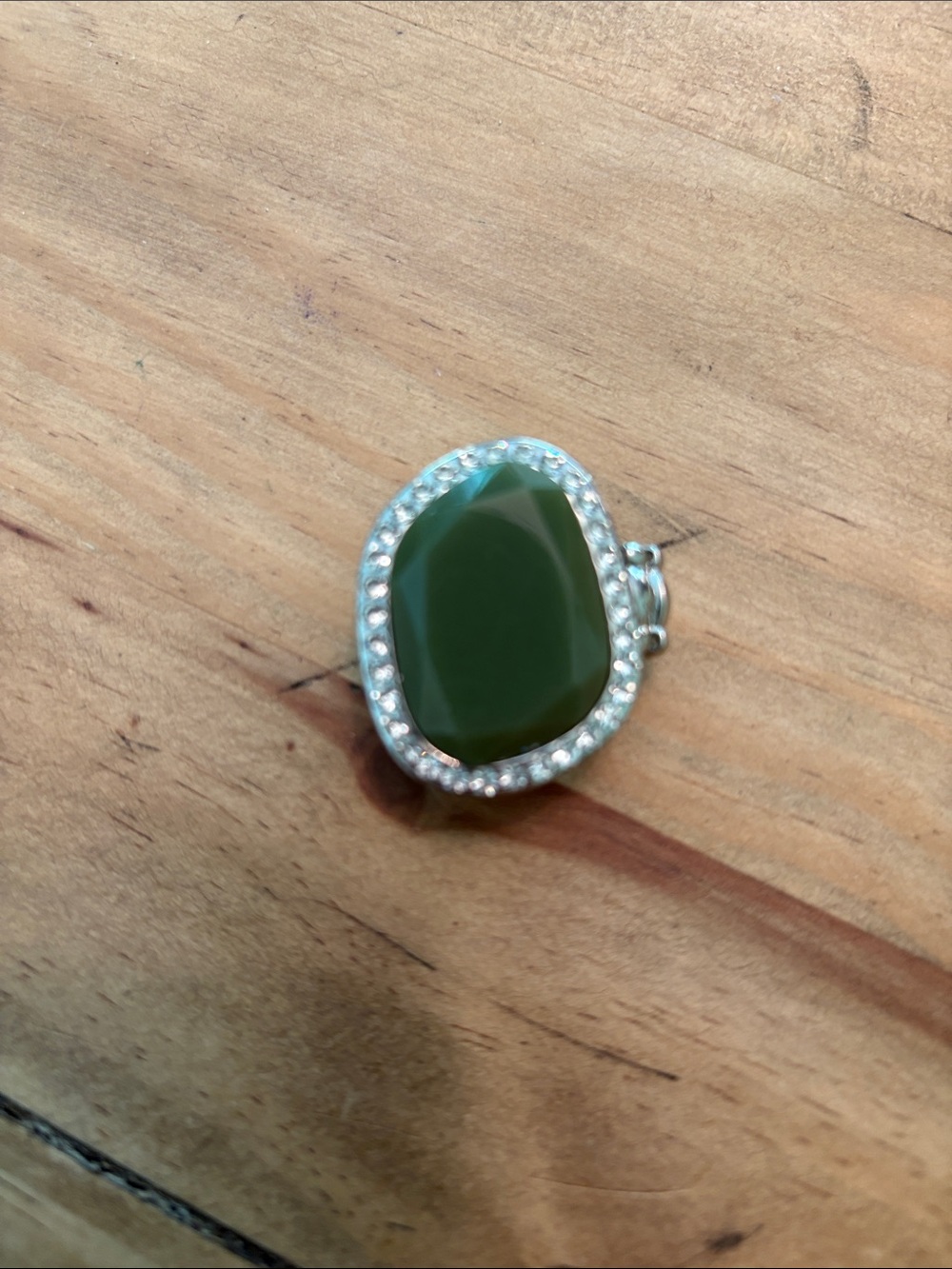 belk Green Faceted Stone Halo Ring with Silver Accents